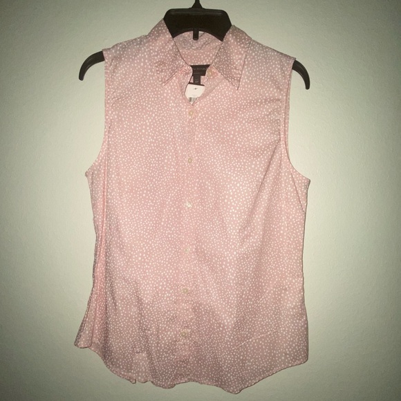 Banana Republic Tailored Fit Pink Sleevless Button Up Shirt Women Size 10P - Picture 1 of 8